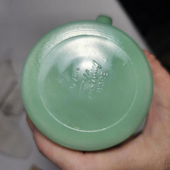 Vintage Fire King Jadeite Restaurant Ware C Handle Coffee Mug Oven Glass RARE - Picture 5 of 8